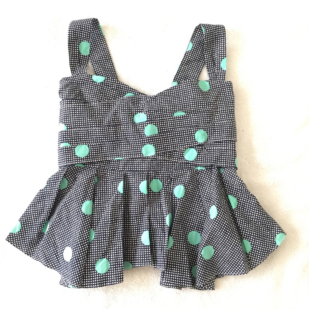 Summer bodycon polka dot ruffle detail top